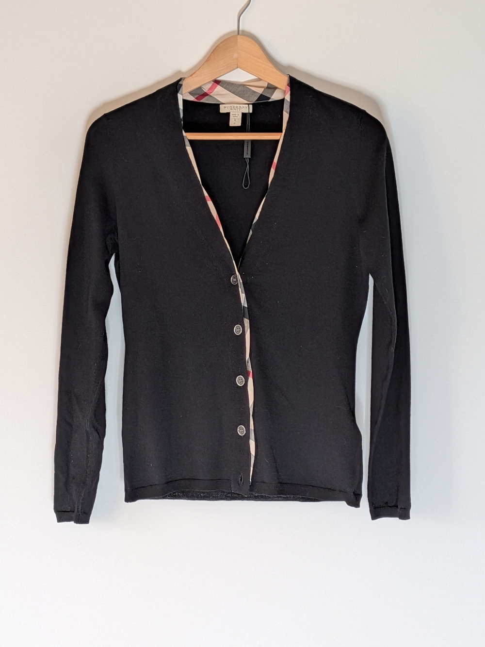 Burberry Black Cardigan with Signature Check Trim